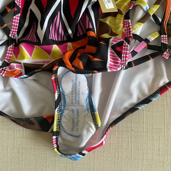 Vibrant Aztec Print Bikini with High-Waisted Design by Monif C. BOTTOMS ONLY. - Picture 4 of 4